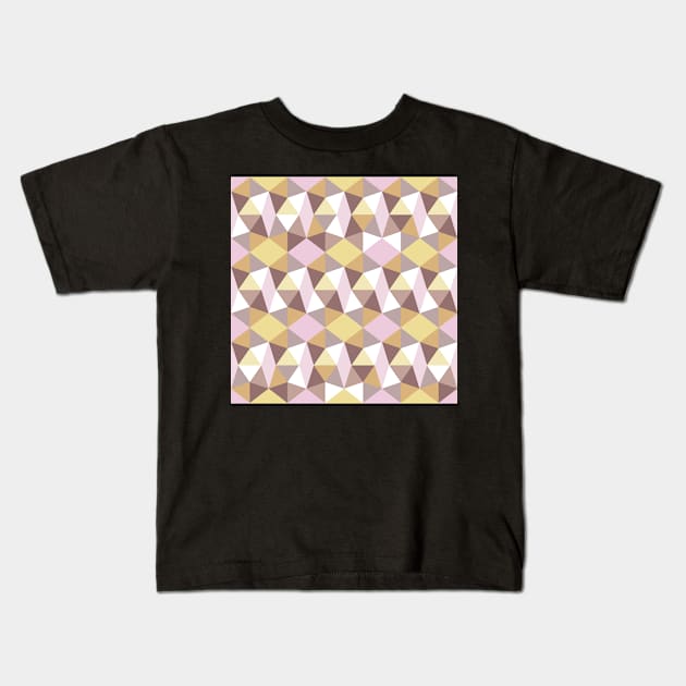 pentagons in brown, light pink and yellow Kids T-Shirt by colorofmagic